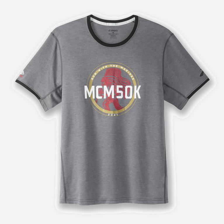 Brooks Mcm21 Distance Graphic Ss Hardloopshirt voor Heren Grijs (EOPJQ-3589)